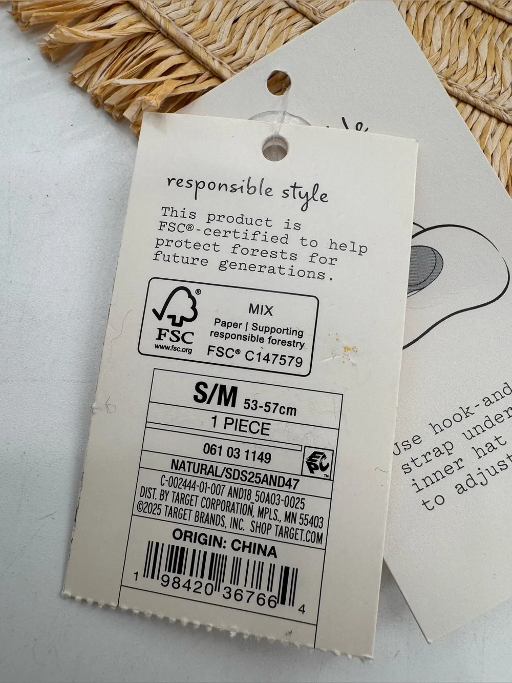 A New Day Paper Hat Sun Protection Wide Brim Size S/M 53-57cm NEW Summer Garden